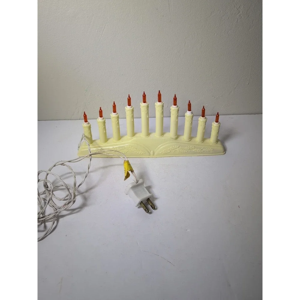 VTG 10 Light Candolier CHRISTMAS‎ Mini Candle Candelabra Electric Orange Lights